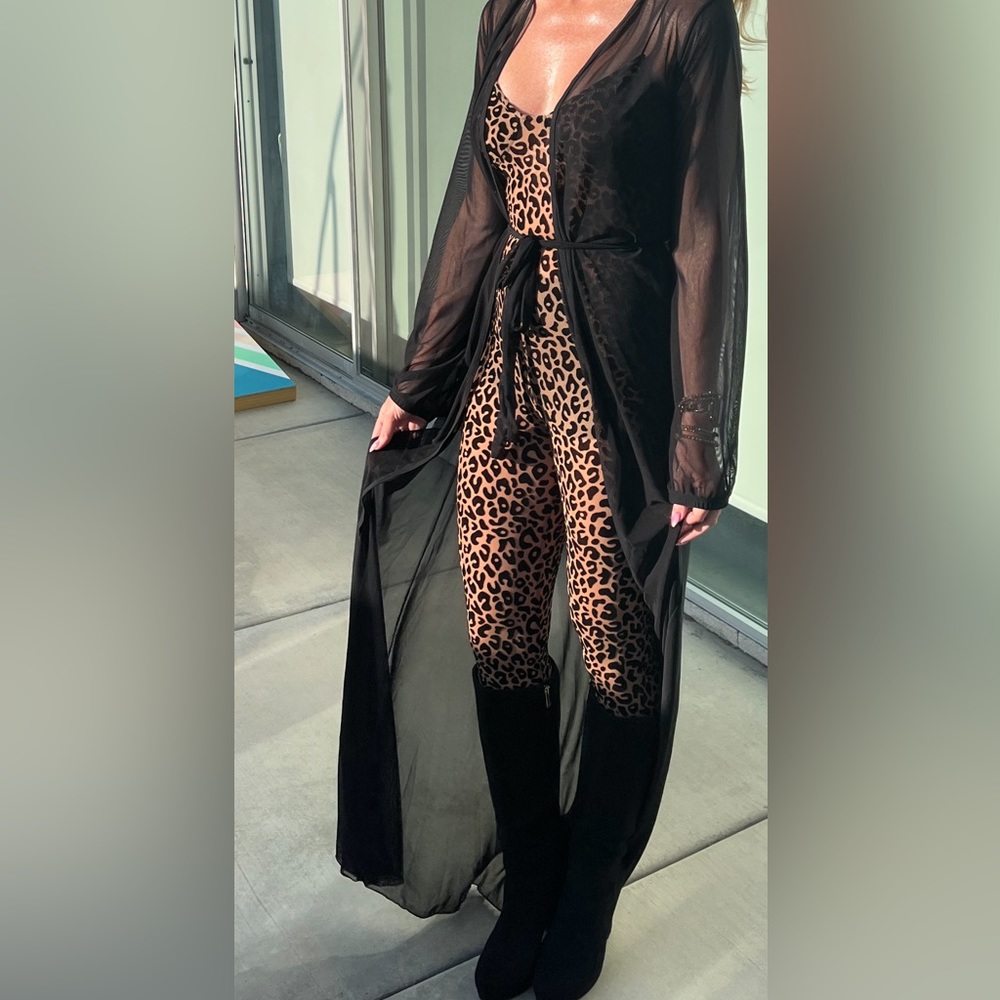 Sheer leopard onesie